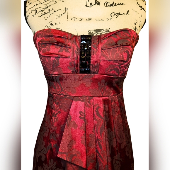 Sequin Hearts Strapless Mini Dress with Black Detail - Picture 6 of 9